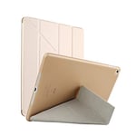 iPad Air 3 Case, iPad Air Case 10.5 inch 2019, Soaptree Case for Apple iPad Air 3 10.5 2019 Cover Silicone Fold Flip Leather Tablet Kickstand Holder Protection Auto Wake/Sleep Shell Holster (Gold)