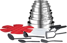 TEFAL L897SM74 INGENIO POTS AND PANS 22 PIECE STAINLESS STEEL BRAND NEW 