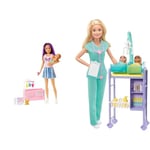 Barbie Doll and Accessories, Crib Playset with Skipper Doll, Baby Doll with Sleepy Eyes & You Can Be Anything Doll, Baby Doctor Playset with Blonde Doll, 2 Baby Dolls, Doctor