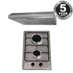 SIA 30cm Stainless Steel 2 Burner Gas Hob & 60cm Visor Cooker Hood Extractor Fan