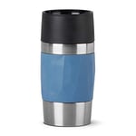Emsa N21602 Travel Mug Compact Thermal/Insulated Mug Stainless Steel 0.3 litres 3 Hours Hot 6 Hours Cold BPA Free 100% Leak-Proof Dishwasher Safe 360° Drinking Opening Blue