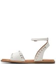 Clarks Martime May Flat Leather Ankle Strap Sandals - White