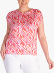 chesca Curve Geometric Print Satin Front Top, Pink/Red