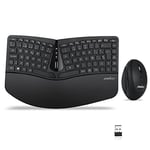Perixx Periduo-606 Jeu de clavier compact ergonomique et souris verticale sans fil, repose-poignet réglable et touches de profil bas, dpi réglable, QWERTY espagnol