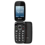 iCreation C20 - Téléphone Portable à clapet Noir avec écran 2,4", Grandes Touches, 2 mémoires directes, Bluetooth, Grande Batterie 800mAh, USB-C et Double SIM