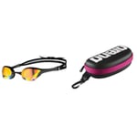 Arena Unisex's Cobra Ultra Swipe Goggle, Yellow Copper-Black, One Size & Arena Unisex Swimming Goggles Case for Swimming Goggles (Hard Shell, Carabiner), Black White Fuchsia (509), One Size