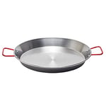 Garcima La Ideal 10036 Polished Steel Paella Pan 36cm, Silver/Red