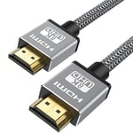VICRATION HDMI 2.1 Cable 2m,Ultra High Speed 48gps Braided hdmi Cable VRR/ALLM/QFT 8K@60Hz,4K@120Hz,Dynamic HDR hdmi to hdmi Cable with Dolby Atmos,PS5/4,xbox series x Laptop to Monitor,tv