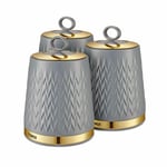 Tower T826091GRY Empire Set of 3 Canisters, a Coffee Sugar, 1.3L each, Brand New