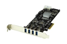 StarTech.com PCI Express (PCIe) SuperSpeed USB 3.0-kortadapter med 4 portar och 2 dedicerade kanaler på 5 Gbps – UASP – SATA/LP4-ström - USB-adapter - PCIe x4 - USB 3.0 x 4