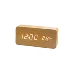 Xinuy - Horloge numérique en bois-réveil Led multifonction avec affichage de l'heure/date/température et commande vocale