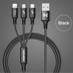 3 en 1 Câble Micro USB  Type C 8Pin pour iPhone 8 7 6 6S Plus iOS 10 9 8 Samsung Nokia USB câbles de charge rapide cordon
