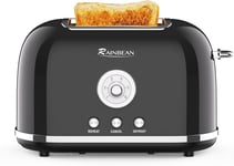 "Stainless Steel 2-Slice Retro Toaster with Multiple Settings, Bagel Function"