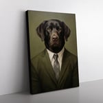 Labrador Retriever in a Suit Painting No.3 Canvas Print for Living Room Bedroom Home Office Décor, Wall Art Picture Ready to Hang, 76x50 cm (30x20 Inch)