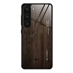 Samsung Galaxy S24 Skal med tryck och baksida i härdat glas - Mörkt trä