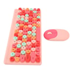 (Pink) Wireless Keyboard And Mouse Combo Retro Colorful Round Keycap 86