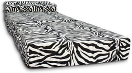 Gæstemadras - campingmadras - rejsemadras - foldbar madras - 70 x 200 x 15 med pude Zebra Design