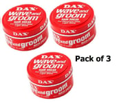 3 X Dax Wax Red Wave and Groom For Maximum hold, light shine 99g Tin (Pack of 3)