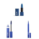 3INA MAKEUP - Vegan - Cruelty Free - Lot maquillage bleu - The Lipstick 845 + The Color Pen Eyeliner 850 + The Color Mascara 850 - Bleu rouge a levre, eyeliner et mascara - Lot maquillage cadeau