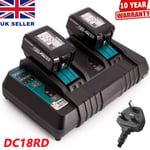 DC18RD For Makita LXT LI-ION Twin Port Rapid Battery Charger Dual Port BL1850 UK