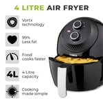 Tower Air Fryer with Rapid Air Circulation, 4L, 1400W T17082 Vortx Manual  Black