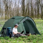 Tält för 2 personer 190T campingtält med pinnar kupoltält glasfiber polyester grå 325 x 183 x 130 cm Aosom