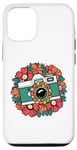 Coque pour iPhone 13 Pro Appareil photo vintage avec fleurs Photographe