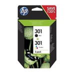 Original HP 301 Black, Tri-Colour Ink Cartridges N9J72A For DeskJet 1010 1510