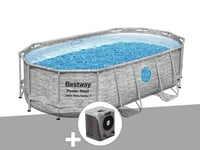 Kit piscine tubulaire ovale Bestway Power Steel SwimVista avec hublots 4,27 x 2,50 x 1,00 m + Pompe ? chaleur