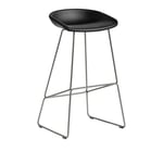 HAY - About a Stool AAS39 High - Stainless Base - Cat.6 - Sense Black - Barstolar - Hee Welling - Metall/Plast