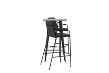 Venture Design Tempe & Tvist bargrupp Svart/valnöt 2 stolar & bord 60 x 60 cm
