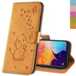 MRSTER Galaxy A20e Case, Samsung A20e Case Wallet PU Leather Magnetic Flip Case Cute Elephant Embossing Cover Card Slots with Stand for Samsung Galaxy A20e. RZ Elephant Yellow