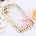 Mobile Phone Cases/Covers, Flowers Patterns Electroplating Soft TPU Protective Cover Case for iPhone 11 Pro Max (Color : Gold)