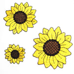 SUNMOVE 3 Pcs Delicate Embroidered Patches Van Gogh Sunflower Iron On Patches Sew On Applique Patch Badge Bag Clothes Jeans Applique DIY
