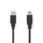 Nedis USB-kabel | USB 2.0 | USB-A Han | USB Mini-B 5 pins Han | 480 Mbps | Nikkel belagt | 5.00 m | Rund | PVC | Sort | Label