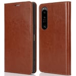 Sony Xperia 1 VI Smidigt mobilfodral i äkta läder, Brun