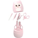 IC Baby nagelsats, 4-i-1 babyset med sött fodral, baby nagelklippare, sax, nagelfil & pincett - rosa
