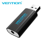 Vention Carte son externe Carte adaptateur audio USB avec micro USB vers jack 3,5 mm Convertisseur pour ordinateur portable Casque Carte son, Noir