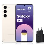 SAMSUNG Galaxy S23 Smartphone Android 5G avec Galaxy AI, 256 Go, Chargeur Secteur Rapide 25W Inclus [Exclusivité Amazon], Smartphone déverrouillé, Crème, Version FR
