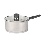 Russell Hobbs RH01164EU7 20 cm Saucepan with Lid, Induction Pan with Pouring Lip, Stainless Steel Milk Pan, Mirror Polished Soup Pan, Gas and Electric Hobs, Safe, Excellence Collection