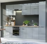 Kitchen Cabinet Set 12 Unit Oven Housing Slim Larder Light Grey Gloss 280cm Star