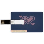 32G USB Flash Drives Credit Card Shape Valentines Day Decor Memory Stick Bank Card Style Digital Knit Wear Like Pattern with Hears and Search Bar Modern,Navy and Pink Waterproof Pen Thumb Lovely Jump
