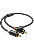 UGREEN Câble RCA Jack 3.5mm Femelle vers 2 RCA Mâle Adaptateur Stéréo Compatible avec Téléphone TV PC Tablette Ampli Chaîne HiFi Barre de Son Home Cinéma Enceinte 25CM