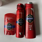 3x Old Spice CAPTAIN Deodorant Body Spray Deodorant Stick & Shower Gel Shampoo