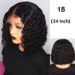 Bob Wig Lace Front Short Curly Hair 24 Inch 1b