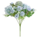 jieGorge Beautiful Artificial Silk Fake Flowers Wedding Valentines Bouquet Bridal Decor, Artificial Flowers for Easter Day (Blue)