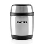 Pioneer Vacuum Insulated Leakproof Soup/Food Flask with Spoon, 8 Hours Hot 24 Hours Cold, Stainless Steel, 380 ml