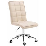 DÉCOSHOP26 Fauteuil chaise tabouret de bureau avec dossier haut en synthétique crème hauteur réglable - crèmem