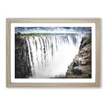 Big Box Art Victoria Falls in Zambia & Zimbabwe Painting Framed Wall Art Picture Print Ready to Hang, Oak A2 (62 x 45 cm)