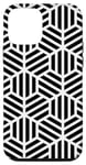 Coque pour iPhone 12 mini White Black Geometric Striped Hexagon Honeycomb Pattern
